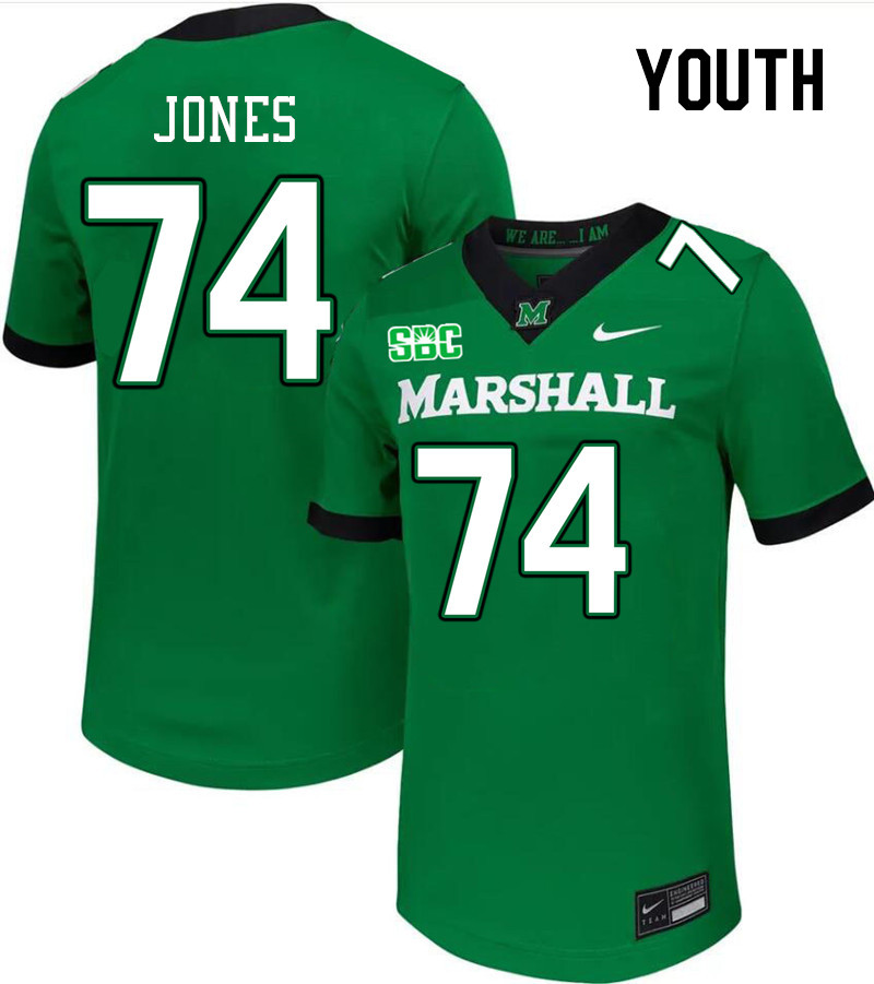 Youth #74 Jeremy Jones Marshall Thundering Herd SBC Conference College Football Jerseys Stitched-Gre